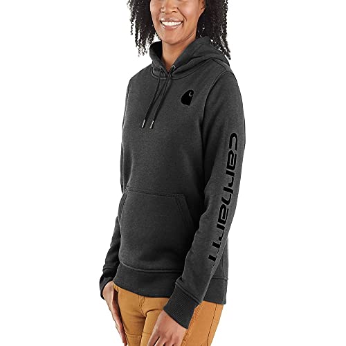 Carhartt Damen Clarksburg Graphic Sleeve Pullover Sweatshirt (Regular und Übergrößen), Anthrazit meliert, X-Small von Carhartt