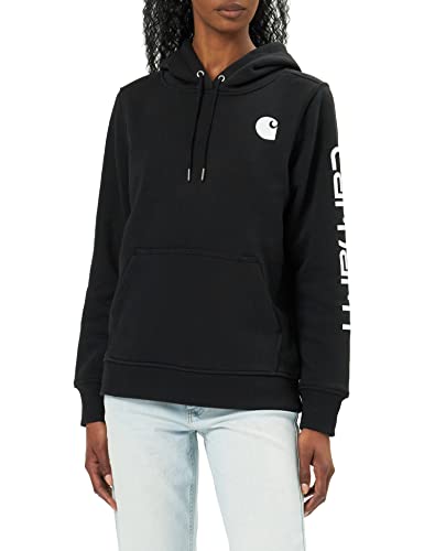 Carhartt Damen Relaxed Fit, mittelschweres Sweatshirt mit Logo-Grafik auf dem Ärmel, Schwarz, XL von Carhartt