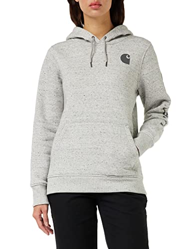 Carhartt Damen Relaxed Fit, mittelschweres Sweatshirt mit Logo-Grafik auf dem Ärmel, Asphalt meliert Nep, L von Carhartt