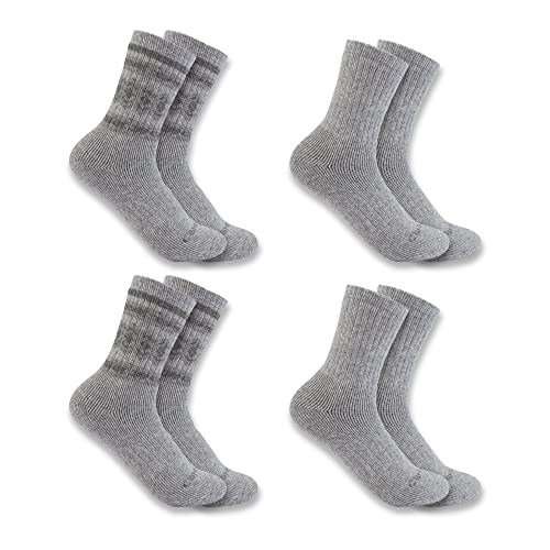 Carhartt Damen Crew Synthetik-Woll-Mischgewebe, 4 Stück 1 Paar Socken, 1 x Grau, Small (4er Pack) von Carhartt