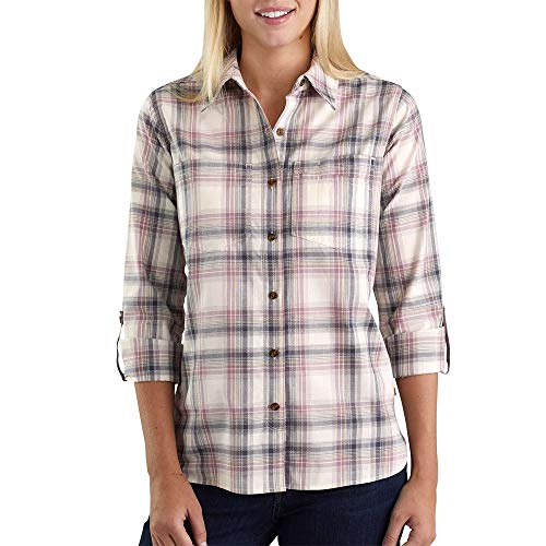 Carhartt Damen Fairview Kariertes Hemd Button-Down-Arbeitshemd, Blau (Bluestone), X-Klein von Carhartt