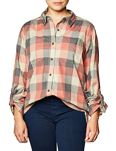 Carhartt Damen Fairview Kariertes Hemd Button-Down-Arbeitshemd, Brick Dust, Groß von Carhartt