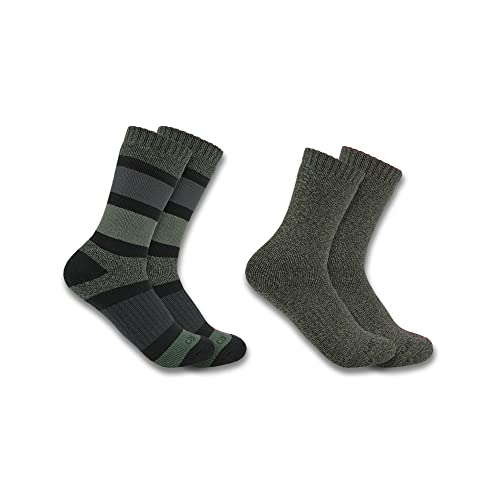 Carhartt Damen Heavyweight Crew 2er Pack 1 Paar Socken, Sortiert, 3 Grün, Large von Carhartt