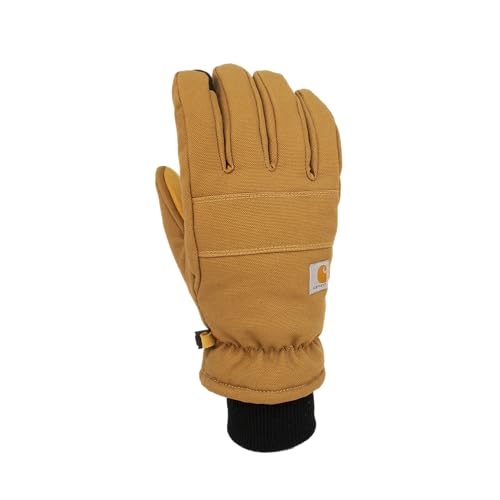 Carhartt Damen Isolierter Enten-/Kunstleder-Strickhandschuh Handschuhe für kaltes Wetter, Braun, Medium von Carhartt