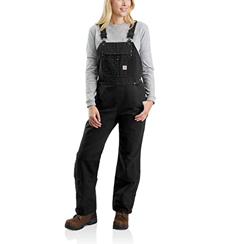 Carhartt Damen Isoliertes Lätzchen, lockere Passform, Gewaschene Ente Arbeitsoverall, Schwarz, X-Large von Carhartt