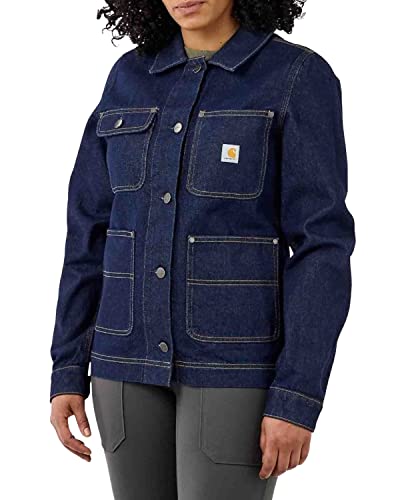 Carhartt Damen Jacke Relaxed Fit Denim Sherpa - Isolierte Denimjacke mit Sherpa - Futter, Basin, S von Carhartt