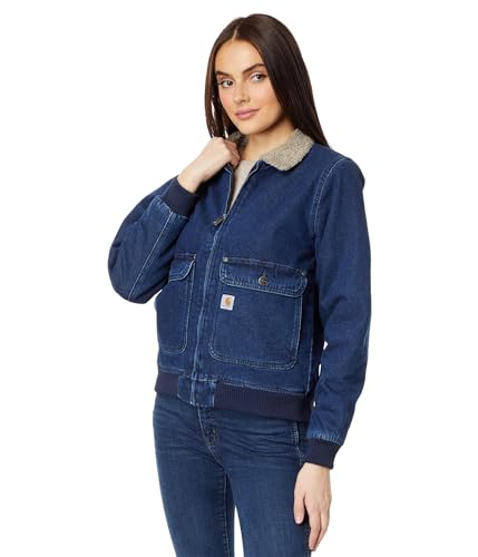 Carhartt Damen Jacke Relaxed Fit Denim Sherpa - Isolierte Denimjacke mit Sherpa - Futter, Beech, M von Carhartt