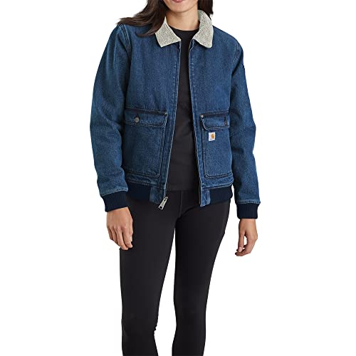 Carhartt Damen Jacke Relaxed Fit Denim Sherpa - Isolierte Denimjacke mit Sherpa - Futter, Beech, M von Carhartt