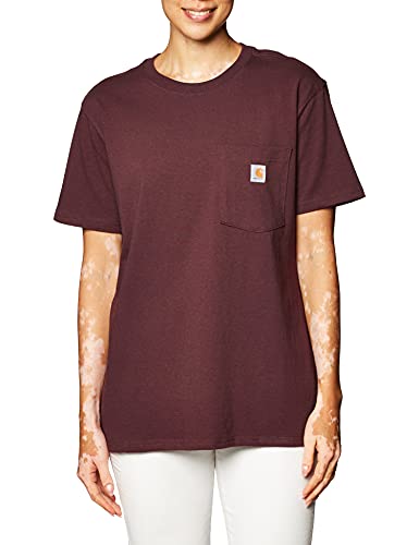 Carhartt Damen Loose Fit Heavyweight T-shirt met korte mouwen T Shirts, Deep Wine, XS EU von Carhartt