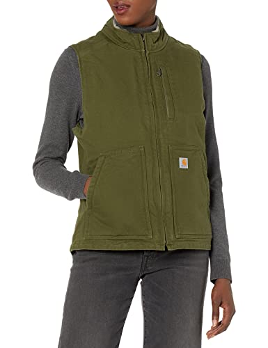 Carhartt Damen Lined Loose Fit Washed Duck Sherpa-Futter Mock Vest, Basil, Large von Carhartt