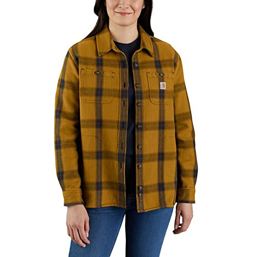 Carhartt Damen Loose Fit Heavyweight Twill Long-Sleeve Plaid Work Utility Button Down Shirt, Carhartt Brown, S EU von Carhartt
