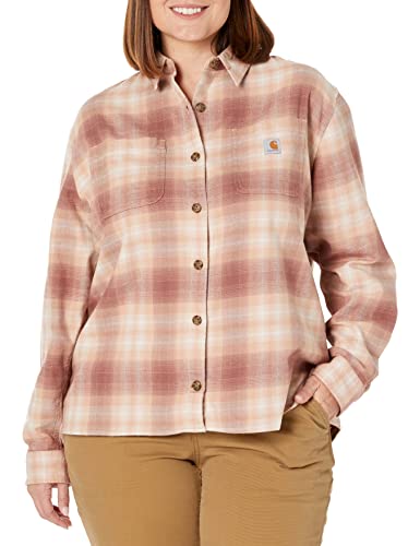 Carhartt Damen Loose Fit Langärmeliges Kariertes Flanellhemd Shirt, Stucco, L von Carhartt