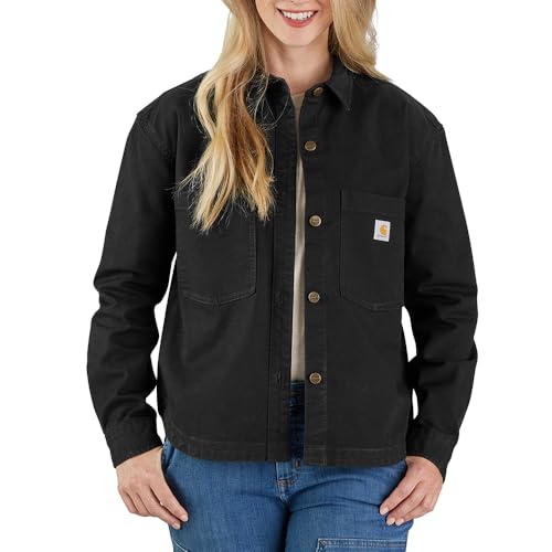 Carhartt Damen Overshirt Rugged Flex Loose Fit Heavyweight Duck, Schwarz, X-Groß von Carhartt