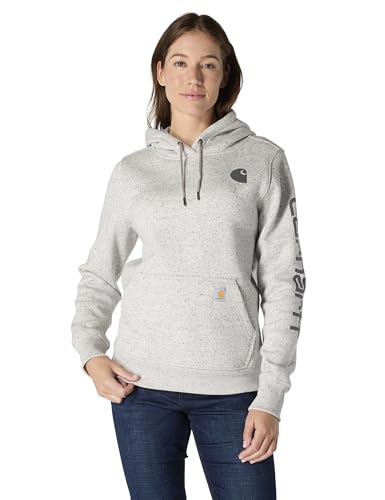 Carhartt Damen Relaxed Fit, mittelschweres Sweatshirt mit Logo-Grafik auf dem Ärmel, Asphalt meliert NEP, L von Carhartt