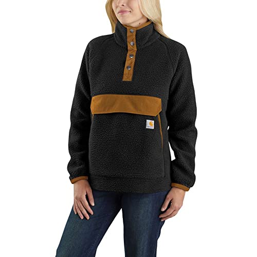 Carhartt Damen Relaxed Fit Fleece - Pullover mit Kragen für Frauen - lockere Passform - Lange Ärmel, Farbe: Slate Green Heather, XS von Carhartt