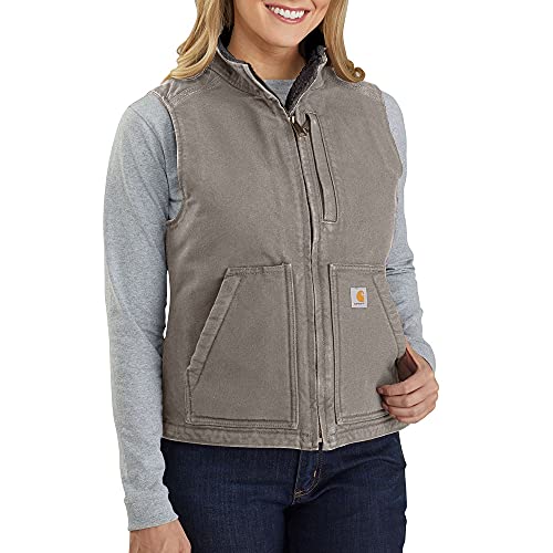 Carhartt Damen Relaxed Fit Washed Duck Sherpa Lined Weste, Braungrau, L von Carhartt