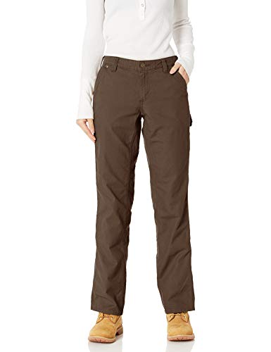 Carhartt Damen Rugged Flex® Loose Fit Canvas-Arbeitshose, Dunkles Khaki, W12 von Carhartt