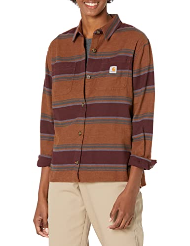 Carhartt Damen Rugged Flex Flannel Fit Shirt, Farbe:Carhartt Brown Stripe, Größe: S von Carhartt