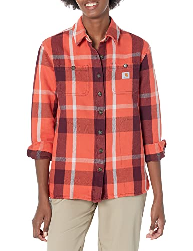 Carhartt Damen Rugged Flex Loose Fit Heavyweight Twill-Flanell Langarm Plaid Shirt, Ton- und Tonerde, Groß von Carhartt