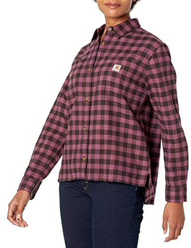 Carhartt Damen Rugged Flex Loose Fit Midweight Flanell Langarm Plaid Shirt, Amethyst Smoke, Groß von Carhartt