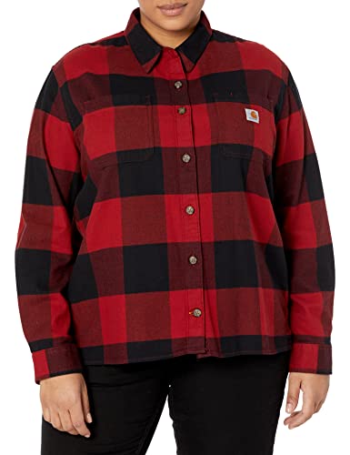 Carhartt Damen Rugged Flex Loose Fit Midweight Flanell Langarm Plaid Shirt, Chili Pepper, Klein von Carhartt