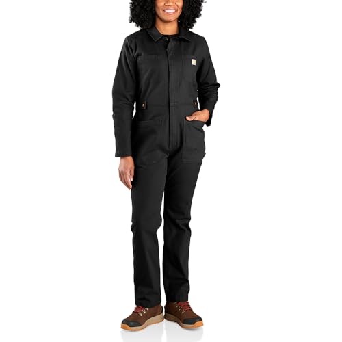 Carhartt Damen Rugged Flex Relaxed Fit Canvas Coverall Arbeitsschutzanzug, Schwarz, S von Carhartt