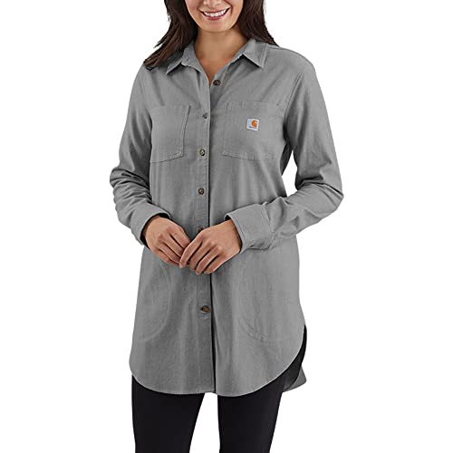 Carhartt Damen Rugged Flex Relaxed Fit Midweight Flanell Langarm Plaid Tunika, Asphalt Heather, X-Large von Carhartt