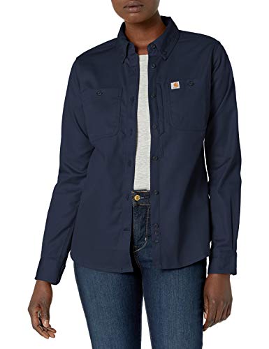 Carhartt Damen Rugged Professional™-Serie Relaxed Fit, langärmliges Canvas-Arbeitshemd, Navy, L von Carhartt