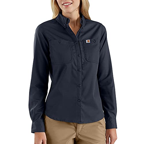 Carhartt Damen Rugged Professional™-Serie Relaxed Fit, langärmliges Canvas-Arbeitshemd, Navy, L von Carhartt