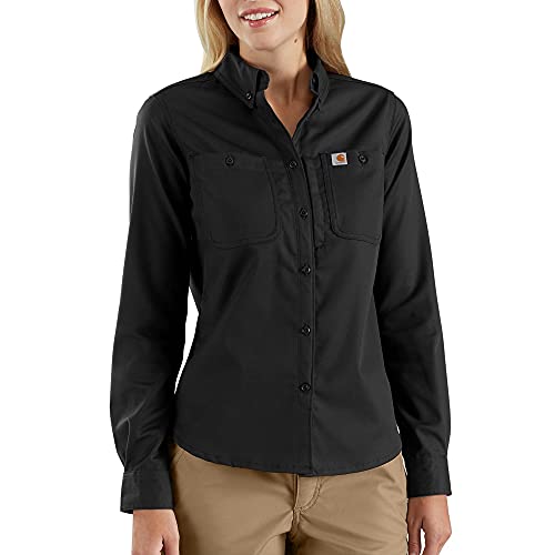 Carhartt Damen Rugged Professional™-Serie Relaxed Fit, langärmliges Canvas-Arbeitshemd, Schwarz, M von Carhartt