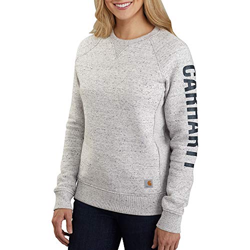 Carhartt Damen Relaxed Fit, mittelschweres Block Logo Sleeve Graphic Sweatshirt, Asphalt meliert NEP, M von Carhartt