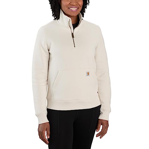 Carhartt Damen Sweatshirt mit halbem Reißverschluss und Rundhalsausschnitt - lockere Passform - Lange Ärmel Farbe: Malt, M von Carhartt