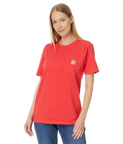 Carhartt Damen T-Shirt Loose Fit Heavyweight Short-Sleeve Pocket, Farbe:Bittersweet, Größe:L von Carhartt