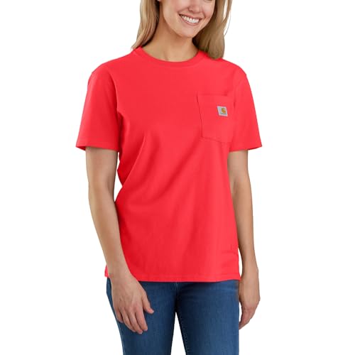 Carhartt Loose Fit Schwergewicht Kurzarm-T-Shirt K87 mit Tasche für Damen Rot L von Carhartt