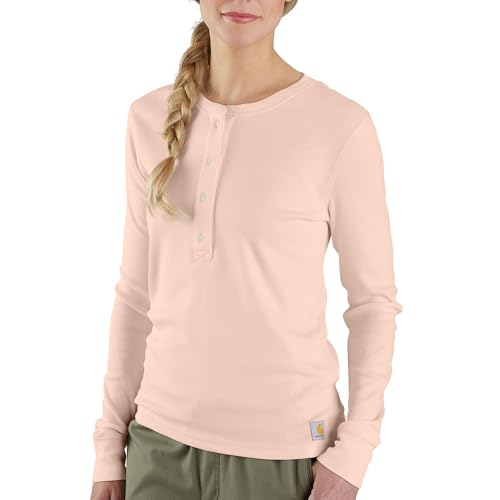 Carhartt Damen Tencel™ Fiber Series Relaxed Fit Langarm gerippt Henley Solid, Georgia Peach, L von Carhartt