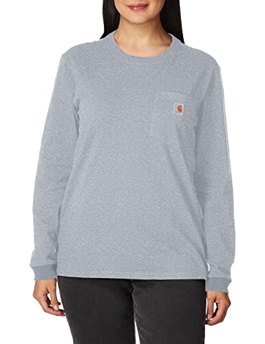 Carhartt Womens Workwear Pocket Long-Sleeve T-Shirts, Heather Grey, XS von Carhartt