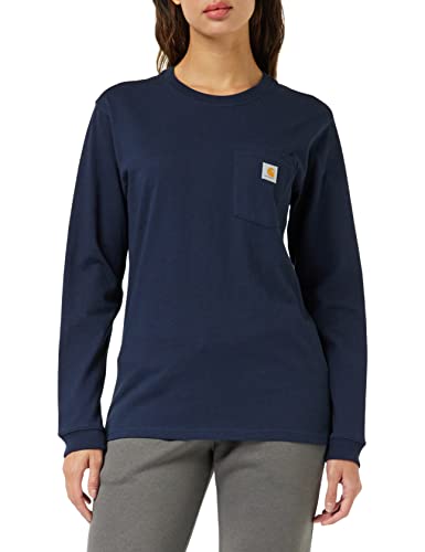 Carhartt Damen Loose Fit, schweres, langärmliges Pocket T-Shirt , Marineblau, L von Carhartt