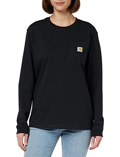 Carhartt Damen Loose Fit, schweres, langärmliges Pocket T-Shirt , Schwarz, L von Carhartt