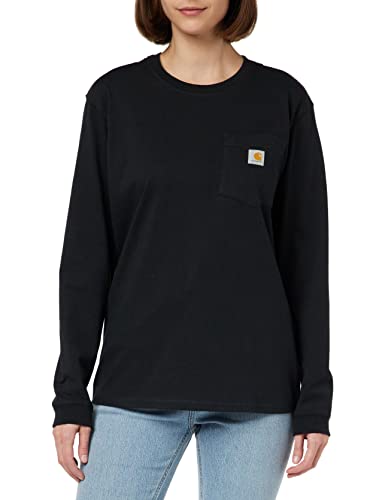 Carhartt Damen Loose Fit, schweres, langärmliges Pocket T-Shirt , Schwarz, XS von Carhartt