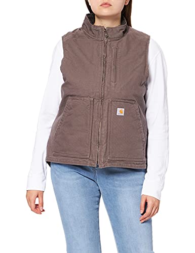 Carhartt Damen Relaxed Fit Washed Duck Sherpa Lined Weste, Braungrau, L von Carhartt