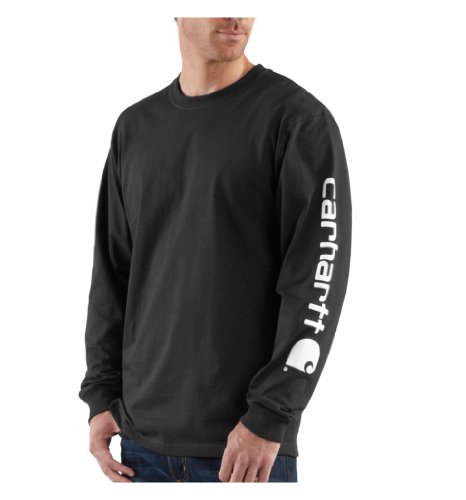 Carhartt, Herren, Lockeres, schweres, langärmliges T-Shirt mit Logo-Grafik auf dem Ärmel, Schwarz, S von Carhartt