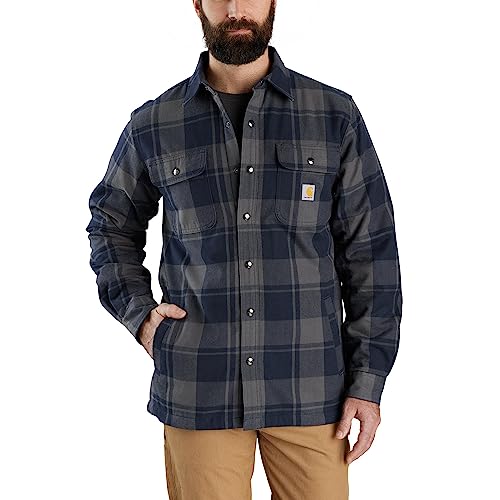 Carhartt Flannel Relaxed Fit Sherpa-Lined Shirt, Farbe:Marineblau, Größe:S von Carhartt