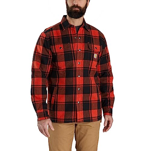 Carhartt Flannel Relaxed Fit Sherpa-Lined Shirt, Farbe:rot, Größe:S von Carhartt