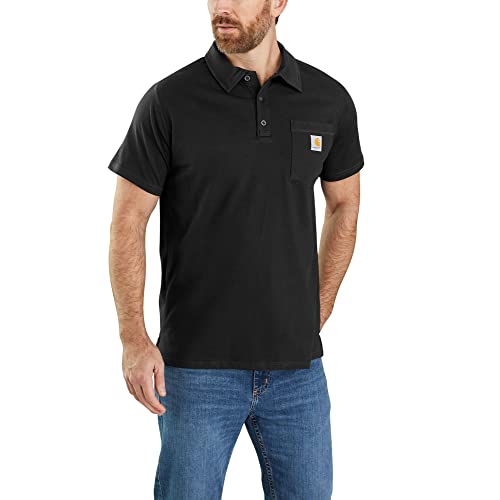 Carhartt Herren Force® Relaxed Fit, mittelschweres, kurzärmliges Pocket Polohemd , Schwarz, L von Carhartt