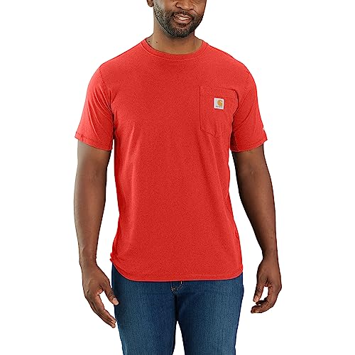 Carhartt Force Herren-T-Shirt, kurzärmelig, lockere Passform, mittelschwer, mit Tasche, Red Barn Heather, M von Carhartt