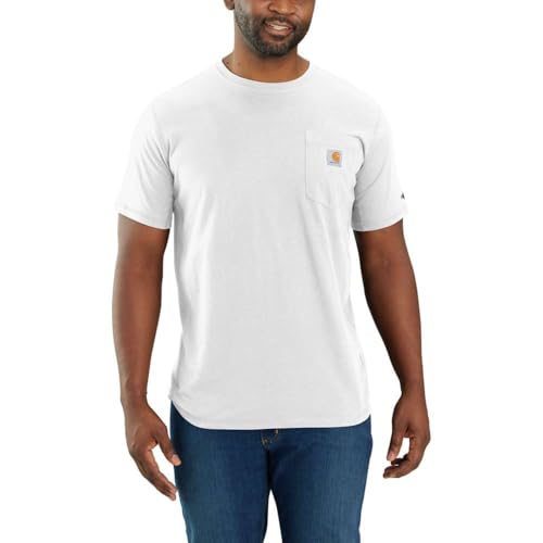 Carhartt Force Herren-T-Shirt, lockere Passform, mittelschwer, kurzärmelig, mit Tasche, Weiss/opulenter Garten, Mittel von Carhartt