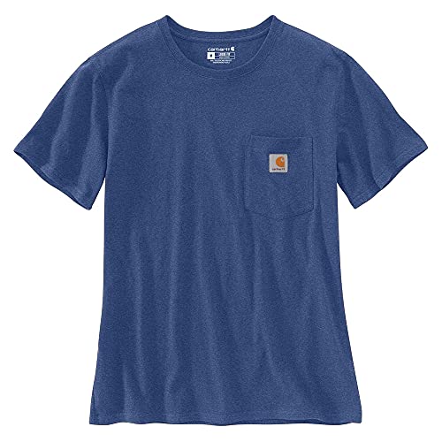 Carhartt Damen Loose Fit Heavyweight Short-Sleeve K87 Pocket Work Utility T-Shirt, Scout Blue Heather, XL EU von Carhartt