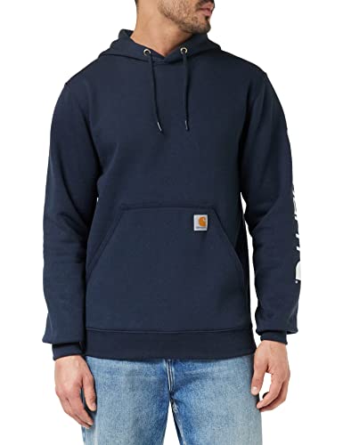 Carhartt Mittelschweres Kapuzen-Sweatshirt mit Ärmel-Logo für Herren, New Navy, XXL von Carhartt