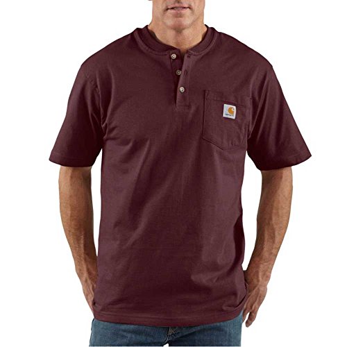 Carhartt Henley T-Shirt für Herren, lockere Passform, schwer, kurzärmelig, Tasche, Port, 3X-Groß von Carhartt