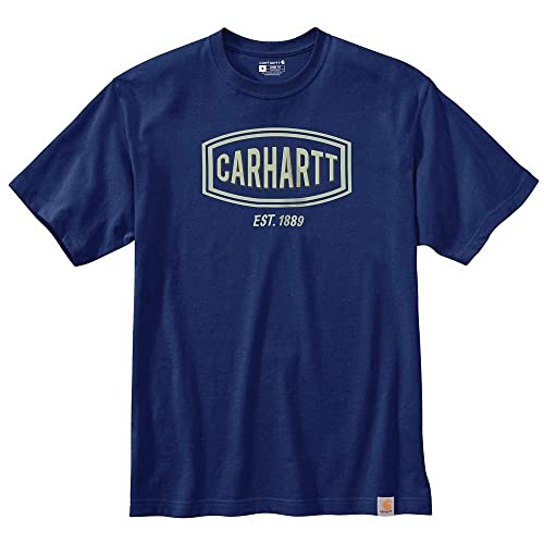 Carhartt Herren 105185 T-Shirt mit lockerer Passform, schwer, kurzärmelig, Logo-Grafik, Scout Blue Heather, Groß von Carhartt